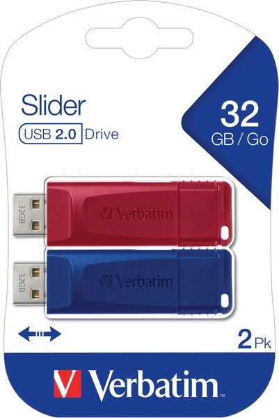 Speicherstick USB 2.0, 32 GB, StorenGo Slider, Multipack