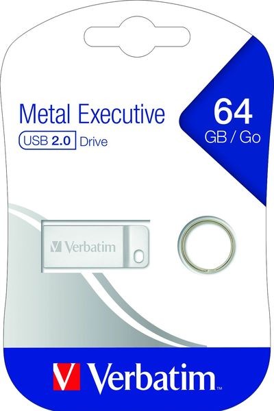 Speicherstick USB 2.0, 64 GB, Metal Executive, silber, 2.5MB/s 17x