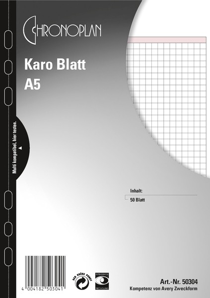 Chronoplan A5, Karo-Blatt, 50Bl