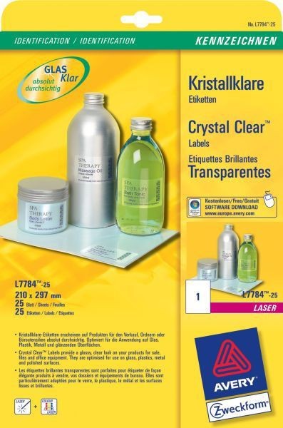 Crystal Clear Etiketten 210x297mm