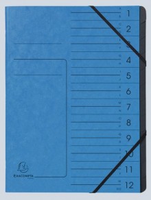Ordnungsmappe Colorspan 12 Fächer, blau, innen schwarz