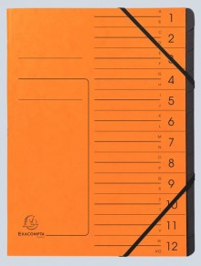 Ordnungsmappe Colorspan 12 Fächer, orange, innen schwarz