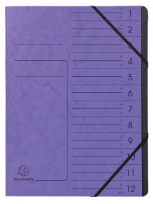 Ordnungsmappe Colorspan 12 Fächer, violett, innen schwarz