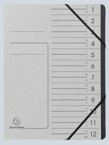 Ordnungsmappe Colorspan 12 Fächer, grau, innen schwarz