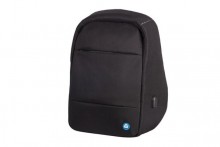 Rucksack RPET, Safepack, schwarz gepolsterte Fächer für Laptop