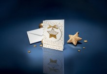 Weihnachts-Karte+Umschlag Confetti Star, Blind-/Folienprägung Glanzkarton