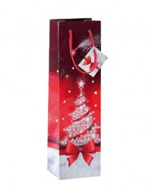 Geschenktasche Bottle Sparkling Tree mit Glanzlakierung und Geschenk-