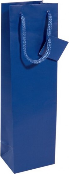 Geschenktasche Bottle, ultramarinblau mit Mattlack und Geschenkeanhänger