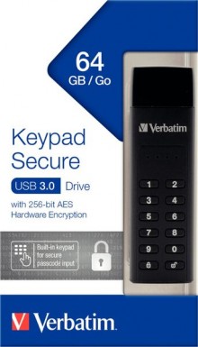 Speicherstick USB 3.0, 64 GB Keypad Secure, schwarz, AES 256-Bit,