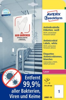 Antimikrobielle-Etiketten, 210 x 297 mm, weiß