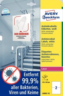 Antimikrobielle-Etiketten, 210 x 148 mm, weiß