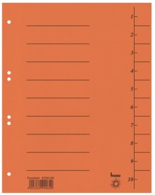 Trennblätter, A4, orange, Recycling-Karton 250g/m2
