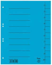 Trennblätter A4 vollfarbig blau mit Beschriftungslinien