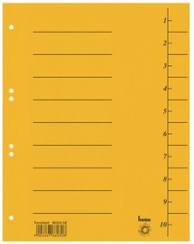 Trennblätter A4 vollfarbig gelb mit Beschriftungslinien
