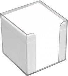Büroring Zettelbox transparent Kunststoff, 9x9x9cm, weißes Papier