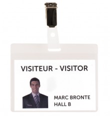 Büroring Besucher-Namensschild klar PVC, für Karten bis max. 69x99mm