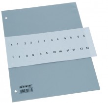 Büroring Register, A4, 12tlg., Taben auswechselbar, PP-Folie, grau,