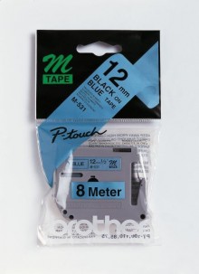 Schriftbandkassette 12mmx8m weiß/blau für P-touch
