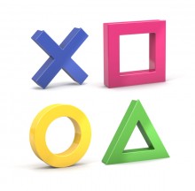 Mega Magnete Mini Set, Inhalt je 1x Kreuz, Kreis, Dreieck, Quadrat