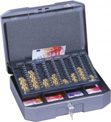 Geldkassette EUROBOXX® anthrazit/ grau, 352x276x120mm, 8 Schächte