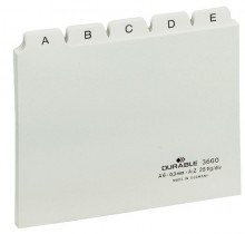 Leitkartenregister A6, A-Z, weiß geprägte Taben
