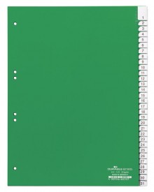 Register 1-31, A4, hoch, grün, H x B: 297 x 215/230 mm,