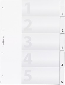 Kunststoff-Register, A4 5-tlg.,transparent