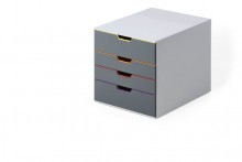 Schubladenbox Varicolor 4, Formate bis DIN A4/C4, 4 farbige Schübe,