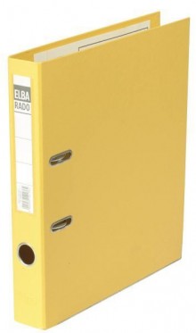 Ordner Rado-Plast A4 RB 50mm gelb aus PVC, Sichttasche am Rücken