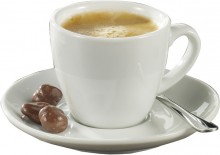 Espresso-Tassen mit Untertasse, 0,10l, aus weißem uni Porzellan,