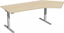 Schreibtisch Elektro-Hubtisch rechts B2166xT1130xH650-1250mm, Ahorn/silber
