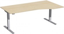 Schreibtisch Elektro-Hubtisch rechts B1800xT800xH650-1250mm, Ahorn/silber