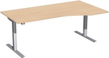 Schreibtisch Elektro-Hubtisch rechts B1800xT800xH650-1250mm, Buche/silber