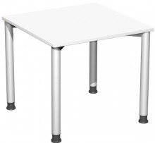 Schreibtisch B800xT800mm weiß/weißalu, 4-Fuß Flex