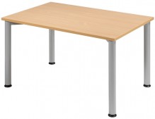Schreibtisch B1200xT800mm Buche/weißalu, 4-Fuß Flex