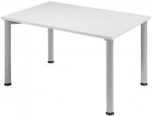 Schreibtisch B1200xT800mm Lichtgrau/weißalu, 4-Fuß Flex
