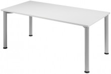 Schreibtisch B1600xT800mm Lichtgrau/weißalu, 4-Fuß Flex
