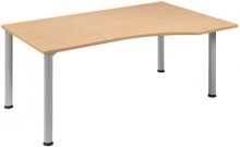 Schreibtisch rechts Buche/weißalu 4-Fuß Flex, BxT: 1800x800/1000mm