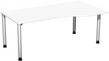 Schreibtisch rechts weiß/weißalu 4-Fuß Flex, BxT: 1800x800/1000mm
