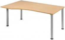 Schreibtisch links Buche/weißalu 4-Fuß Flex, BxT: 1800x800/1000mm