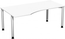 Schreibtisch links wei0/weißalu 4-Fuß Flex, BxT: 1800x800/1000mm