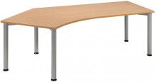 Schreibtisch 135° links Buche/weißalu 4-Fuß Flex, BxT: 2166x800/1130mm