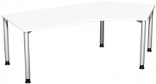 Schreibtisch 135° rechts, weiß/ weißalu, 4-Fuß Flex