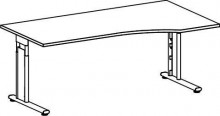 PC-Tisch rechts Ahorn/Silber C-Fuß, Flex, BxT: 1800x800/1000mm