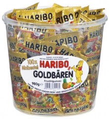 Haribo Goldbären Minibeutel, Klarsichtdose mit 100 x 9,8g
