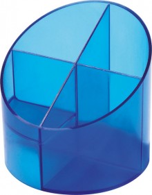 Schreibgeräte Multiköcher blau transluzent, 4 Fächer, Ø110mm