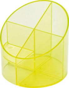 Schreibgeräte Multiköcher gelb transluzent, 4 Fächer, Ø110mm