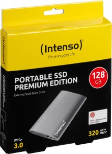 Externe SSD Festplatte 1,8" USB 3.0, 128 GB, anthrazit, 90 x 54 x 9 mm