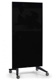 Glassboard mobil schwarz 90x175cm auf 4 Rollen fahrbar