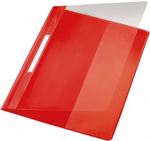Exquisit Plastik Schnellhefter A4 mit Falz, Überbreit, rot